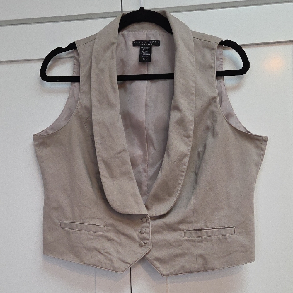 Apostrophe Fitted Satin Lined Stretch Vest Size Large